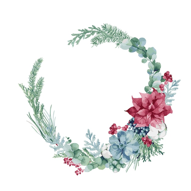 Download Premium Vector Watercolor Illustration Christmas Wreath PSD Mockup Templates