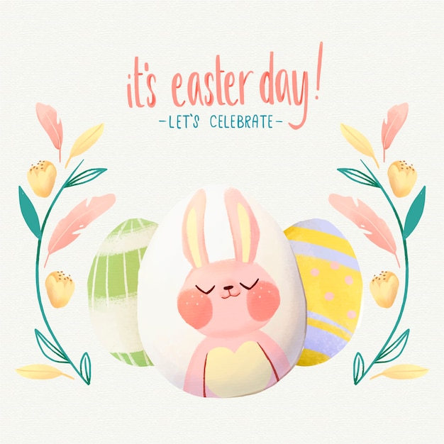 Download Watercolor illustration of cute easter bunny | Free Vector