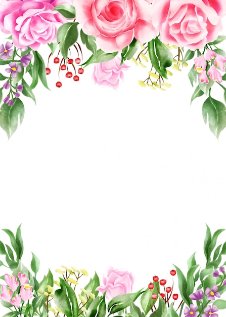 Download Watercolor illustration floral frame / border Vector | Premium Download