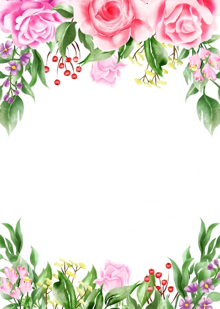 Premium Vector | Watercolor illustration floral frame / border