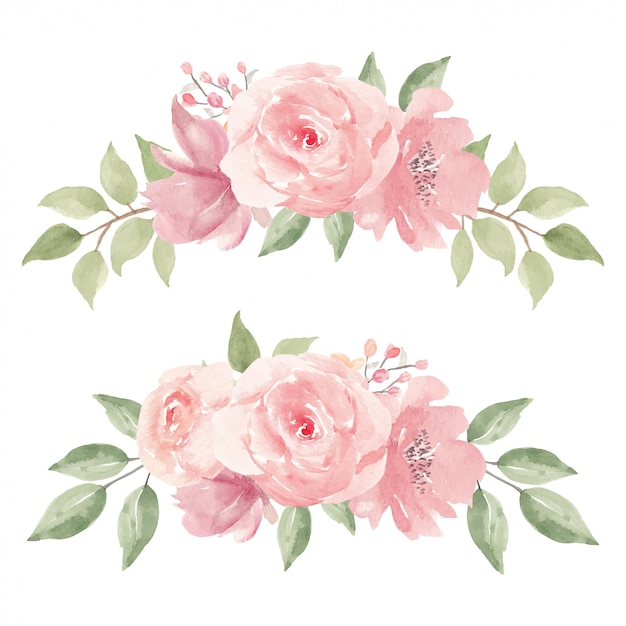 Download Watercolor illustration of pink rose flower arrangement ...