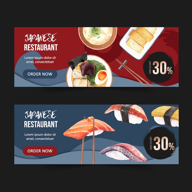 Free Vector Watercolor Illustration With Creative Sushi Themed For