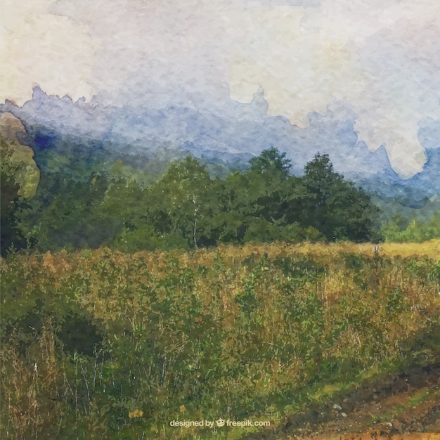 Watercolor impressionist landscape