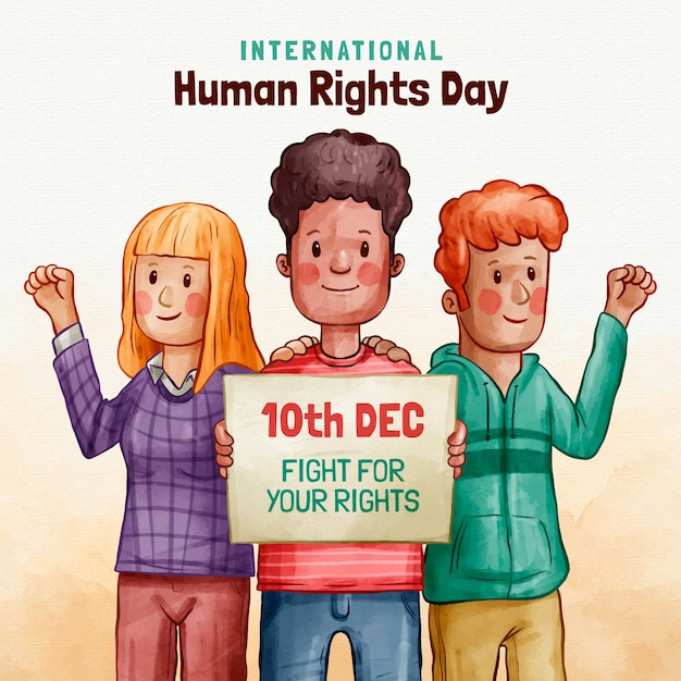 Premium Vector Watercolor International Human Rights Day Illustration