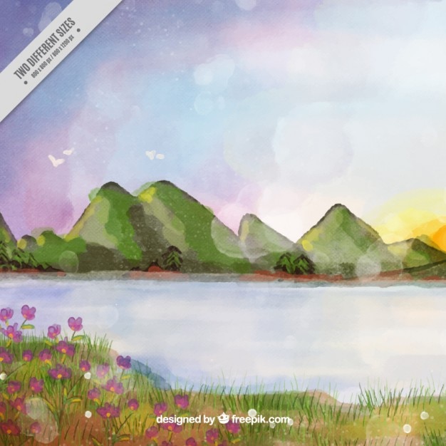 Watercolor landscape Vector | Free Download