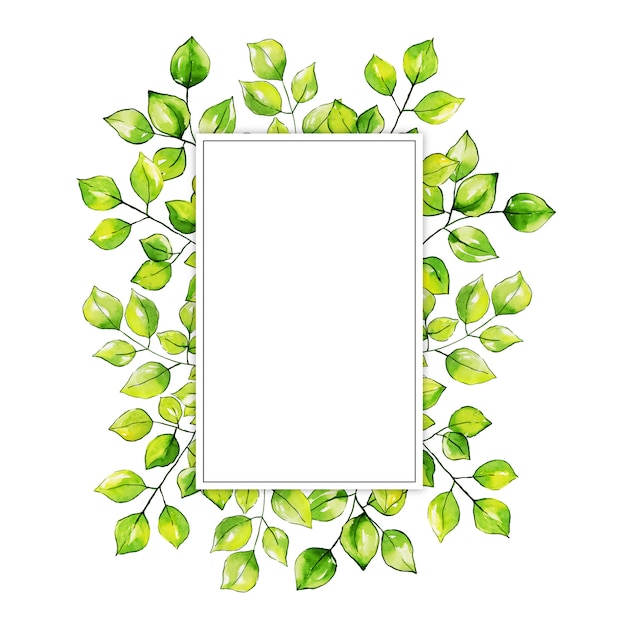 Download Watercolor leaves frame Vector | Premium Download