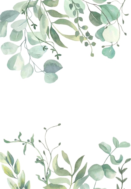 Premium Vector | Watercolor leaves frame.