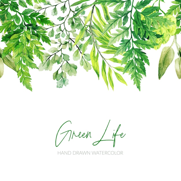 Download Watercolor leaves, greenery header, seamless border, hand drawn | Premium Vector