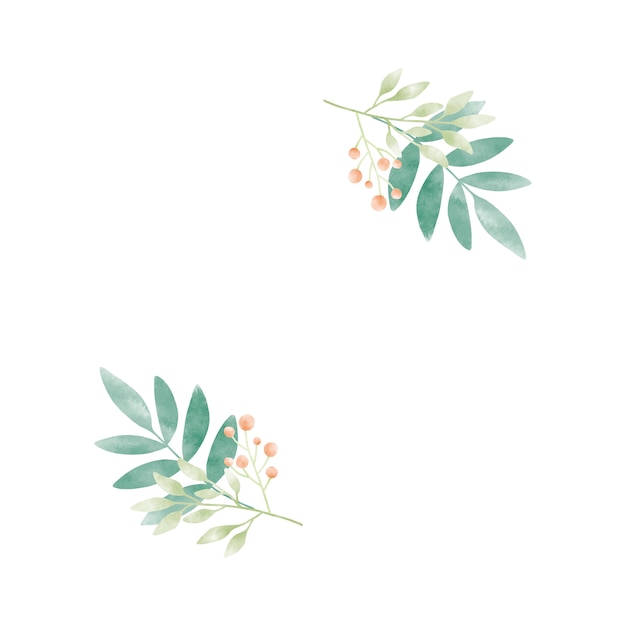 Download Watercolor leaves with berries vector | Free Vector