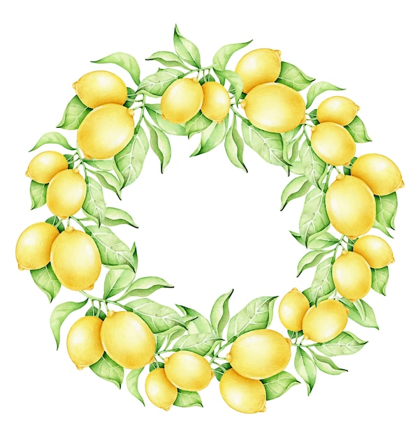 Premium Vector Watercolor Lemon Wreath