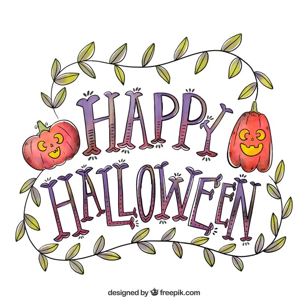 Free Vector | Watercolor lettering with pumpkins