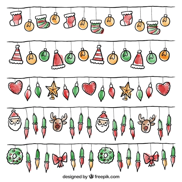 Download Download Vector Watercolor Christmas Elements Pattern Vectorpicker SVG Cut Files