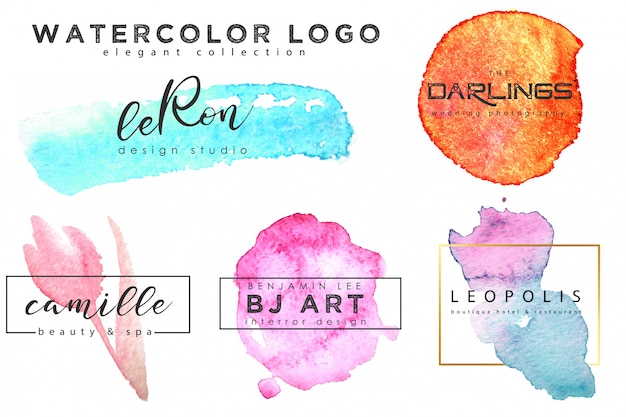 Download Premium Vector | Watercolor logo template set