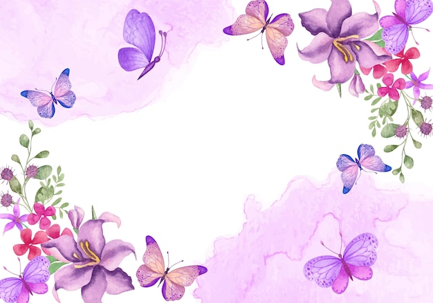 Premium Vector | Watercolor lovely floral background with flying ...
