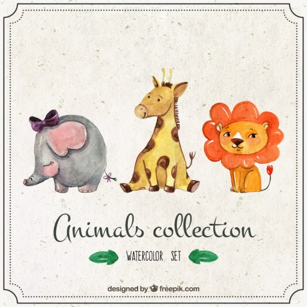 Watercolor Baby Farm Animals Svg - Set Of Forest Animals. Watercolor