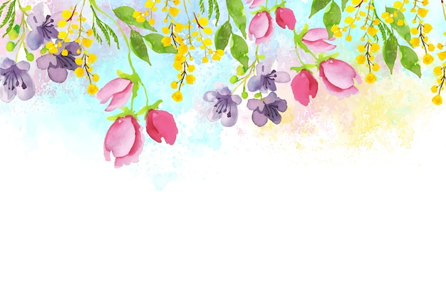 水彩素敵な春の壁紙 プレミアムベクター