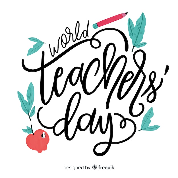 Premium Vector | Watercolor lovely world teachers' day composition