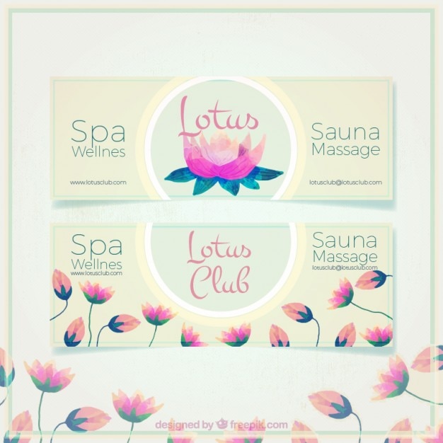Watercolor massage banners for spa