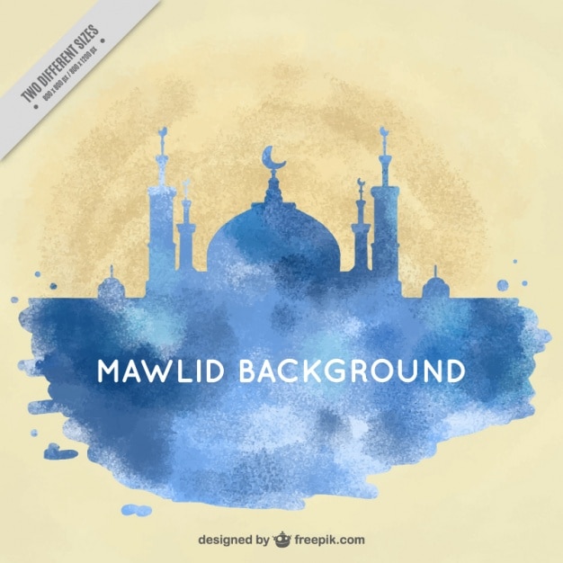 Watercolor mawlid background Free Vector