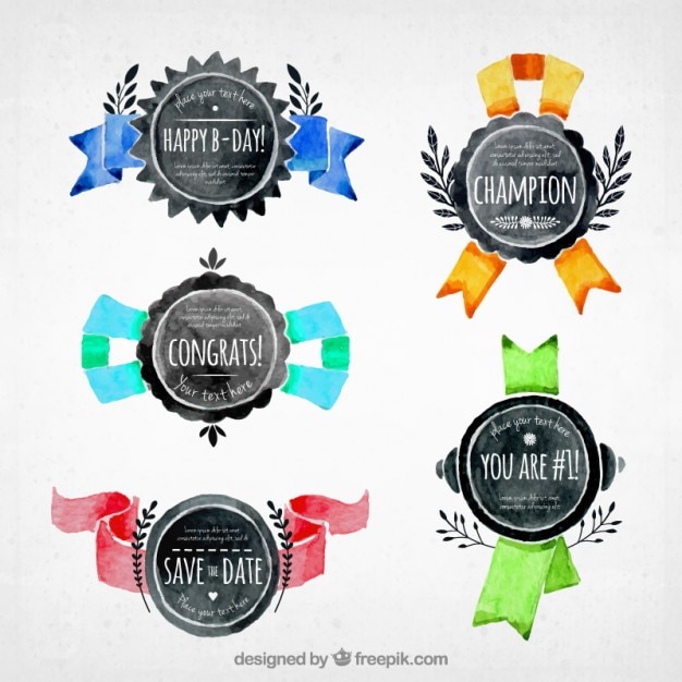 Watercolor medals set Free Vector Watercolor medals set Free Vector