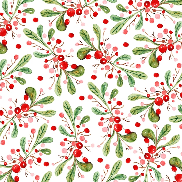 Premium Vector | Watercolor merry christmas pattern background