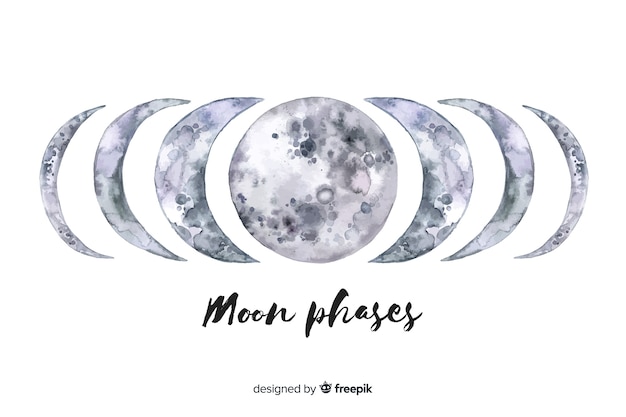 Watercolor moon phases collection Vector | Free Download
