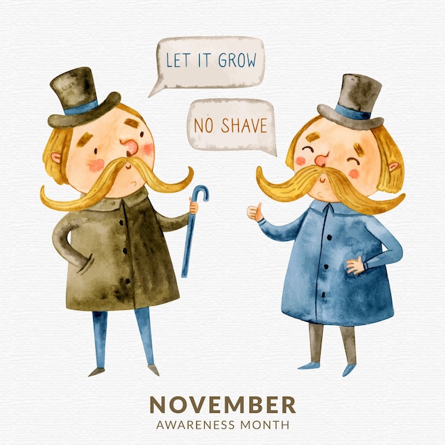 Free Vector Watercolor Movember No Shave Background With Gentleman Chatting