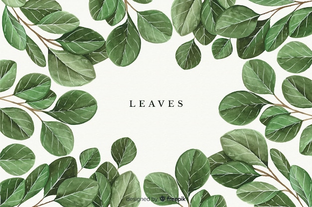 Free Vector | Watercolor natural background with leaves