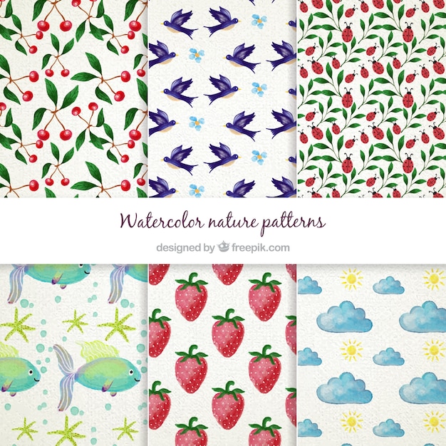 Watercolor Nature Pattern Collection