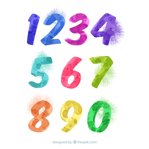 Free Vector | Watercolor number collection