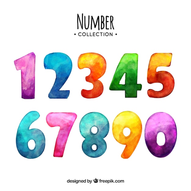 Watercolor number collection | Free Vector