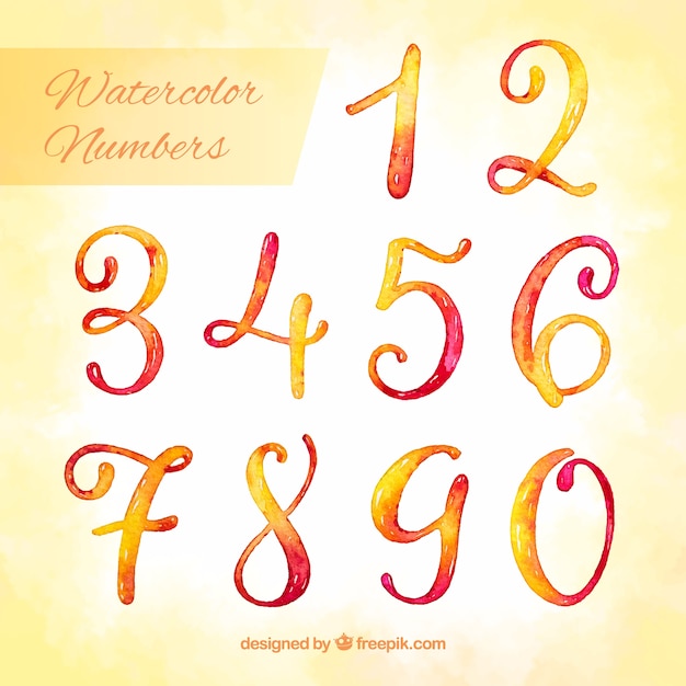 Free Vector | Watercolor number collection