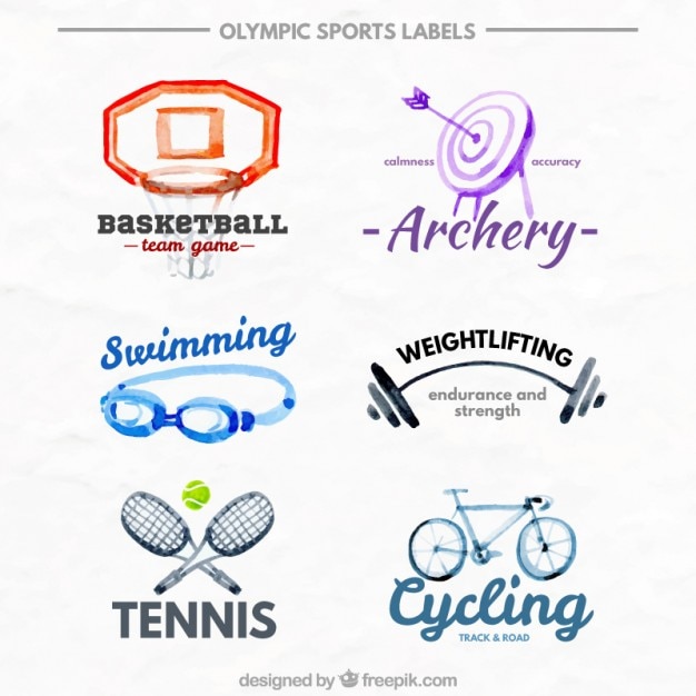 Watercolor olympic sports labels set