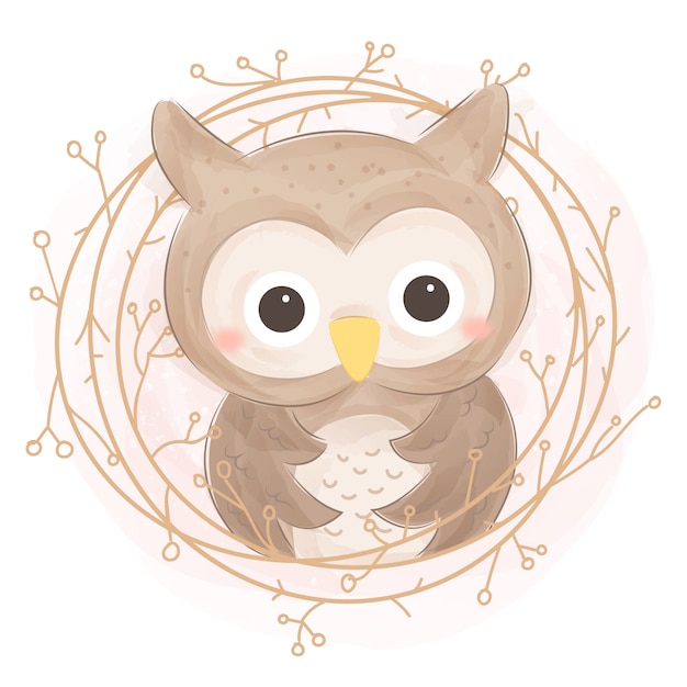 Download Watercolor owl illustration | Premium Vector