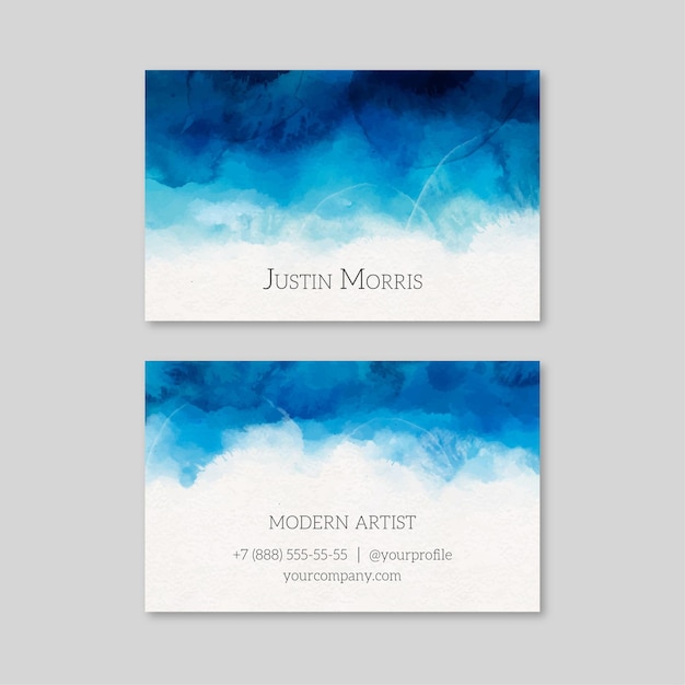 Watercolor Business Cards - Watercolors Business Cards Bitem - 4 free watercolor business card templates with gold accents.