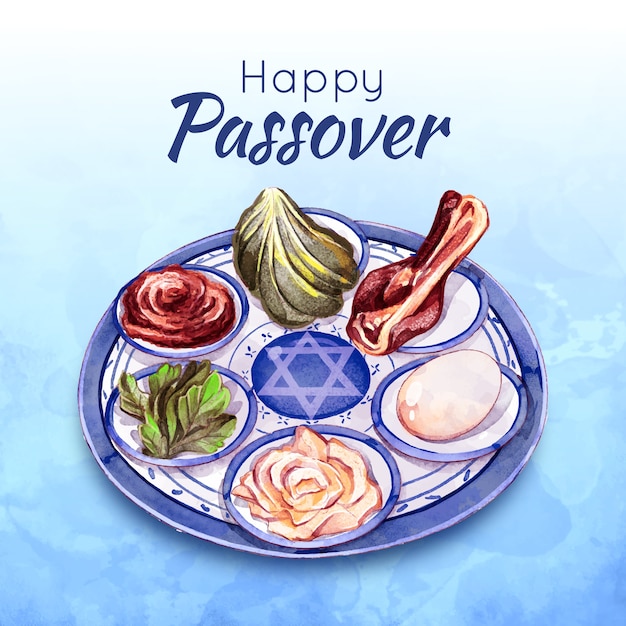 Free Vector | Watercolor passover celebration