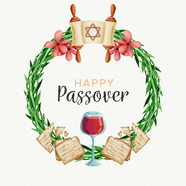 Free Vector | Watercolor passover (pesach) concept