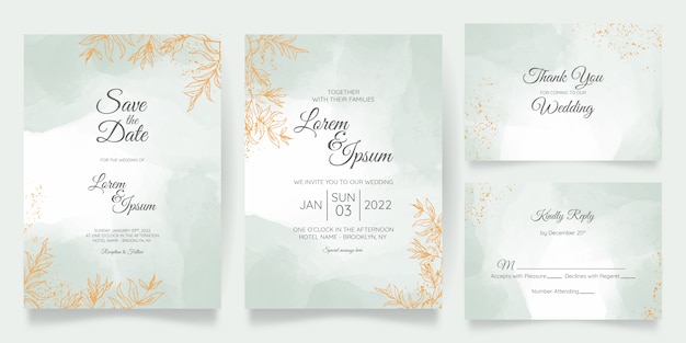 Download Free Watercolor Pastel Wedding Invitation Card Template Set With Golden Use our free logo maker to create a logo and build your brand. Put your logo on business cards, promotional products, or your website for brand visibility.