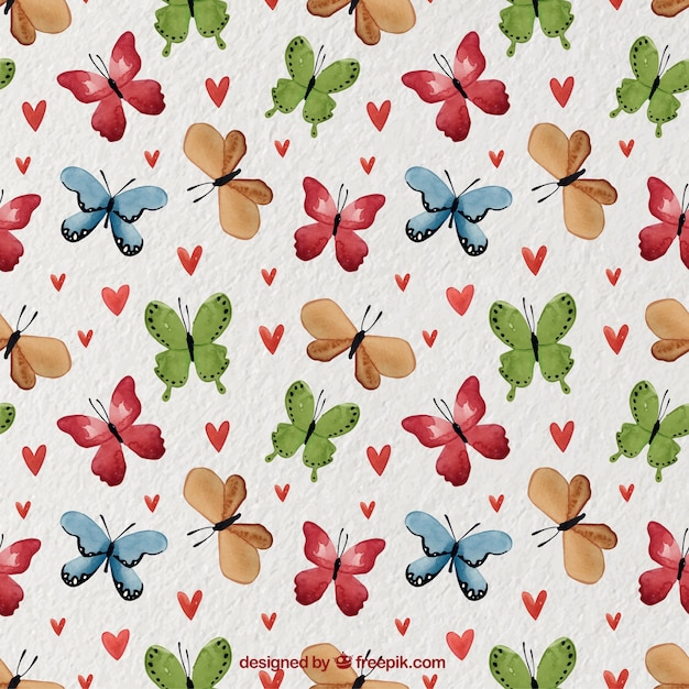 Download Watercolor pattern with colored butterflies Vector | Free ...
