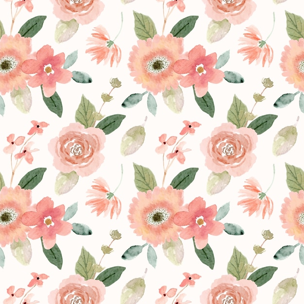 Watercolor peach floral seamless pattern Vector | Premium ...