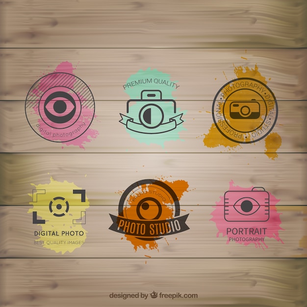 Download Free Watercolor Photography Logos On Wood Free Vector Use our free logo maker to create a logo and build your brand. Put your logo on business cards, promotional products, or your website for brand visibility.