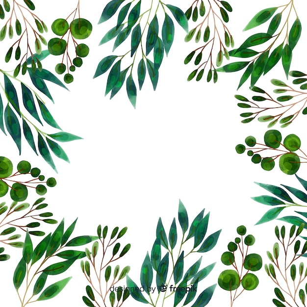 Download Watercolor plants and leaves frame Vector | Free Download