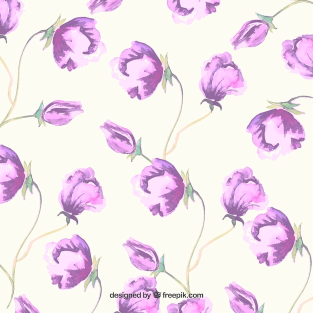 Watercolor purple flowers background
