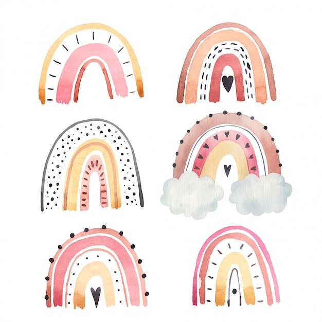 Download Premium Vector | Watercolor rainbow illustration with boho style watercolor