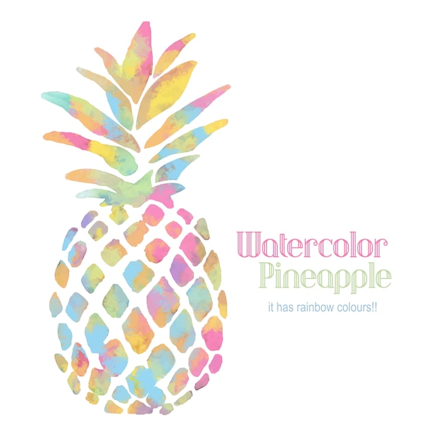 Download Watercolor rainbow pineapple | Premium Vector