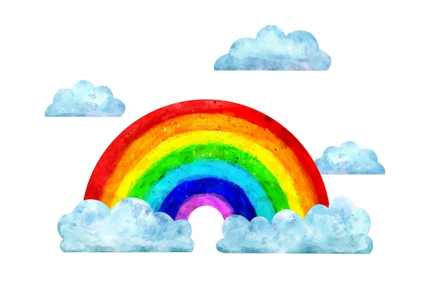 Download Watercolor rainbow with clouds | Free Vector