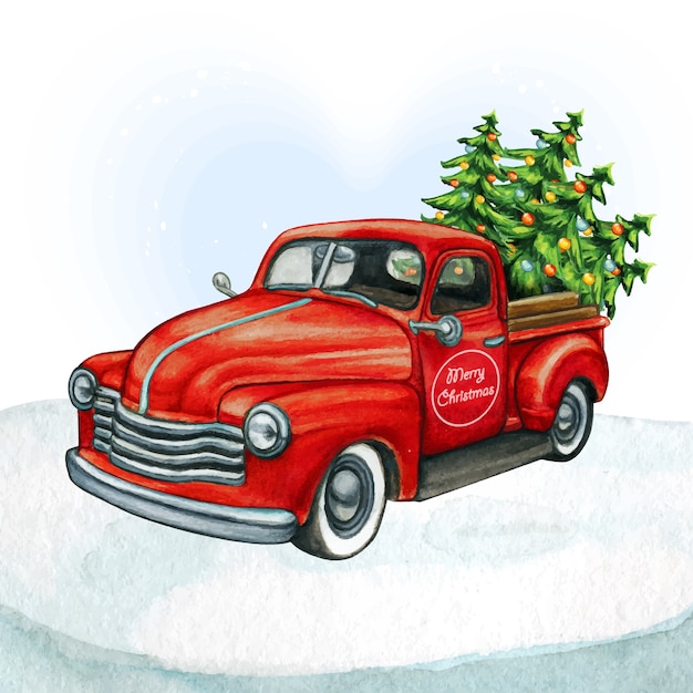 39++ Truck With Christmas Tree Computer Wallpaper Watercolor free download