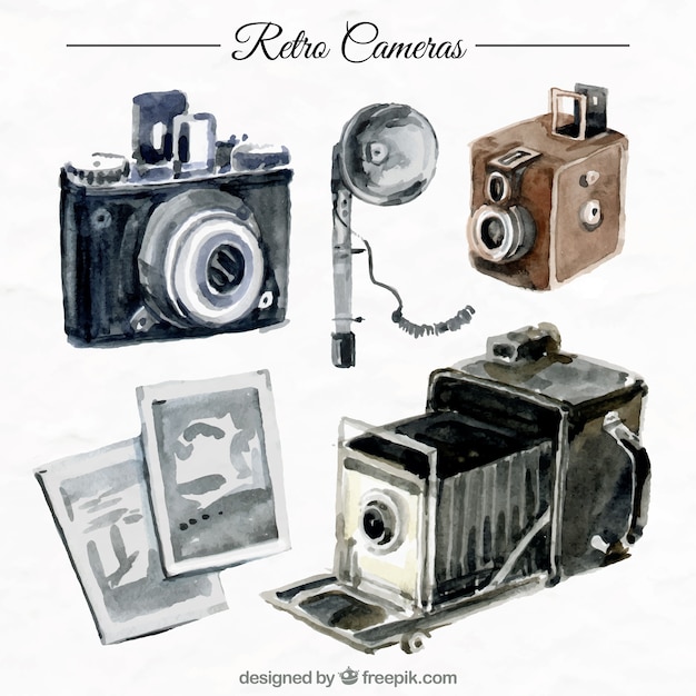 Download Watercolor retro cameras Vector | Free Download