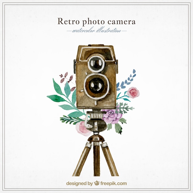 Download Free Vector | Watercolor retro photography camera