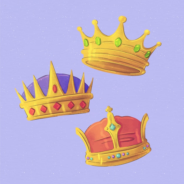 Free Vector Watercolor Reyes Magos Crowns Illustration 